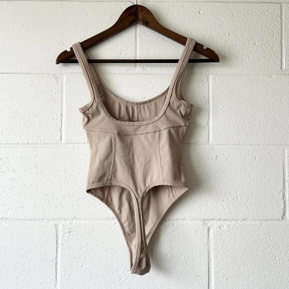 For Love & Lemons Nude Ribbed One Piece Bodysuit Women’s XS - Picture 3 of 5